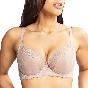 Panache Women's Blush Pink Ana Non-Padded Plunge Underwire Bra Size 28FF NWT